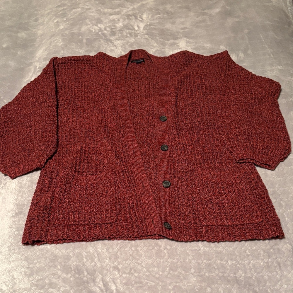American Eagle Outfitters XL Orange and Brown Cardigan Sweater